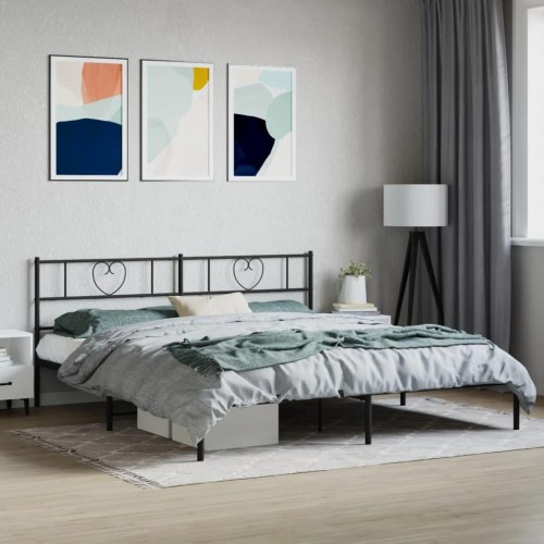 Sengeramme med sengegavl 180×200 cm - metal, sort