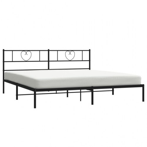 Sengeramme med sengegavl 180×200 cm - metal, sort