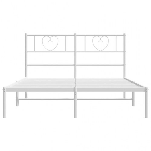 Sengeramme med sengegavl 160x200 cm - metal, hvid