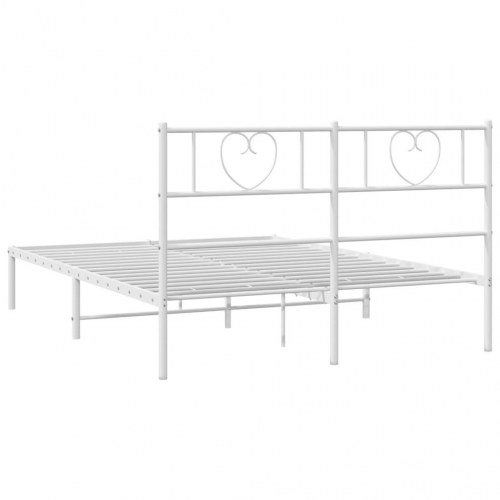 Sengeramme med sengegavl 160x200 cm - metal, hvid