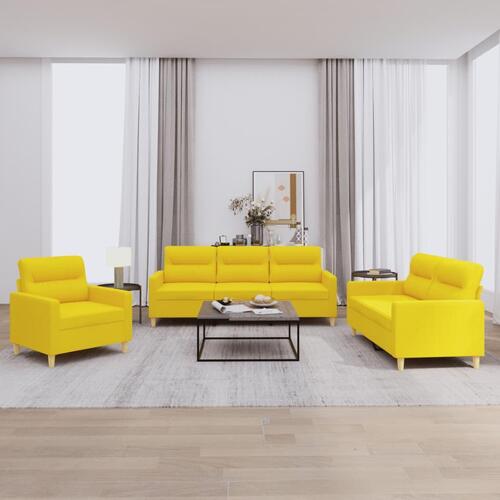 3 personers sofa med hynder stof lysegul