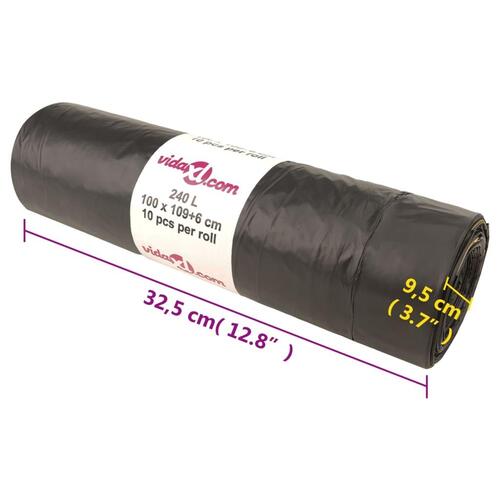 Affaldsposer med lukkesnor 150 stk. 240 l sort
