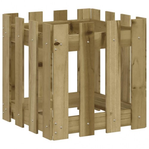 Plantekasse i stakitdesign 40×40×40 cm - vakuumimprægneret fyrretræ