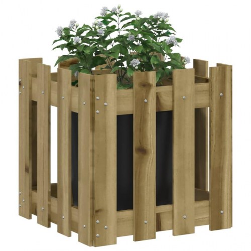 Plantekasse i stakitdesign 40×40×40 cm - vakuumimprægneret fyrretræ