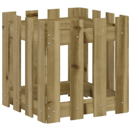 Plantekasse i stakitdesign 40×40×40 cm - vakuumimprægneret fyrretræ