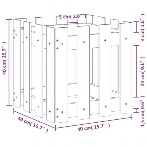 Plantekasse i stakitdesign 40×40×40 cm - vakuumimprægneret fyrretræ
