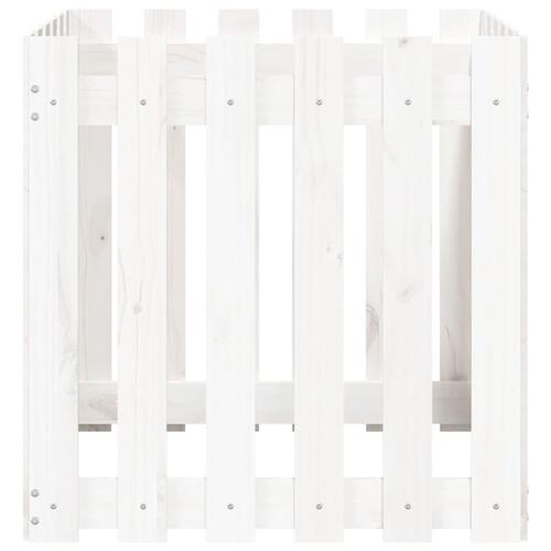Plantekasse med stakitdesign 60x60x60 cm massivt fyrretræ hvid