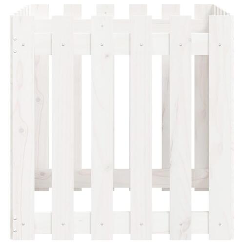 Plantekasse med stakitdesign 60x60x60 cm massivt fyrretræ hvid