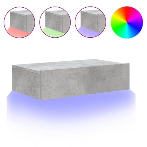 Tv-bord med LED-lys - væghængt 60×35×15,5 cm, betongrå