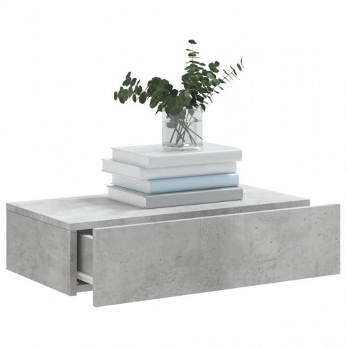Tv-bord med LED-lys - væghængt 60×35×15,5 cm, betongrå