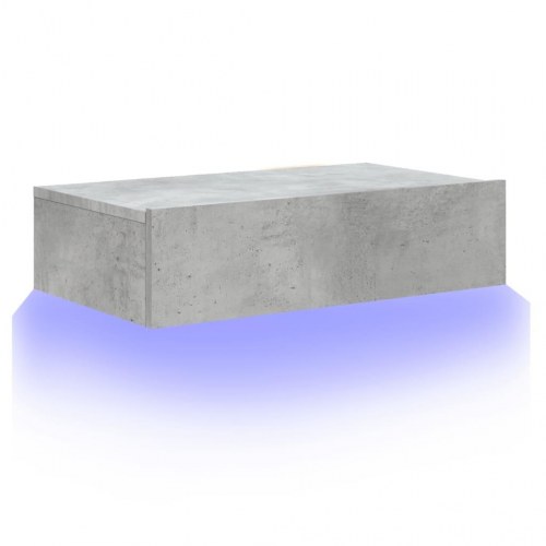 Tv-bord med LED-lys - væghængt 60×35×15,5 cm, betongrå