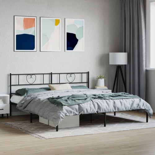 Sengeramme med sengegavl 193×203 cm - metal, sort