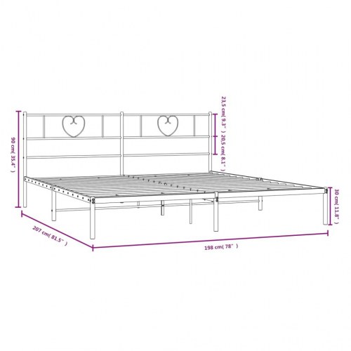 Sengeramme med sengegavl 193×203 cm - metal, sort
