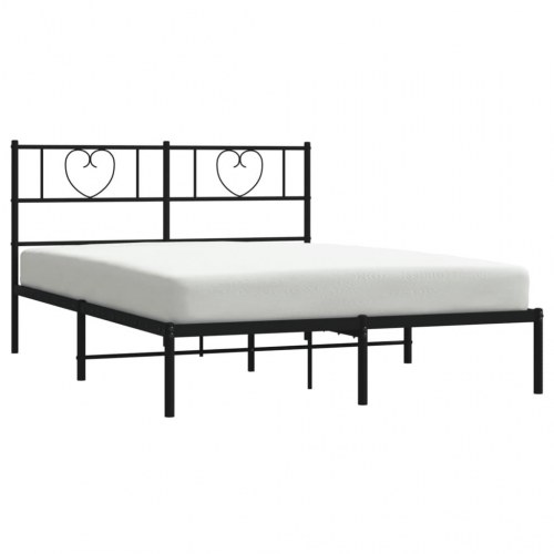 Sengeramme med sengegavl 135×190 cm - metal, sort