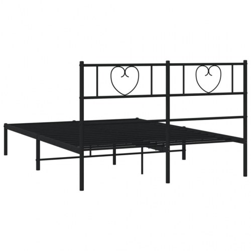 Sengeramme med sengegavl 135×190 cm - metal, sort