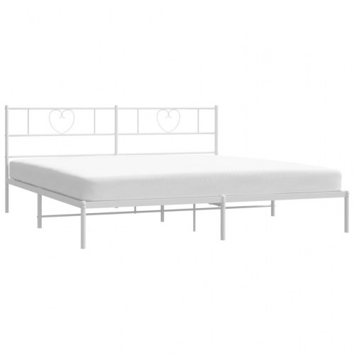 Sengeramme med sengegavl 200×200 cm - metal, hvid