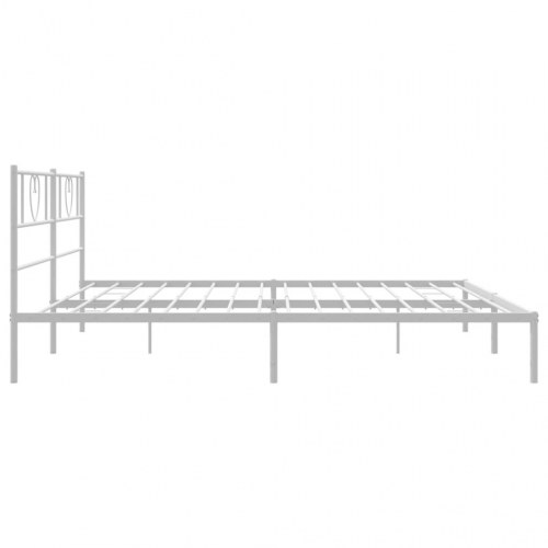 Sengeramme med sengegavl 200×200 cm - metal, hvid