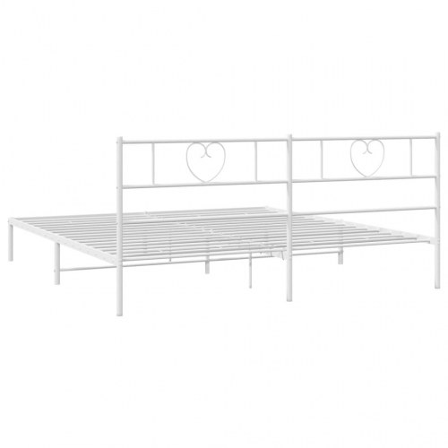 Sengeramme med sengegavl 200×200 cm - metal, hvid
