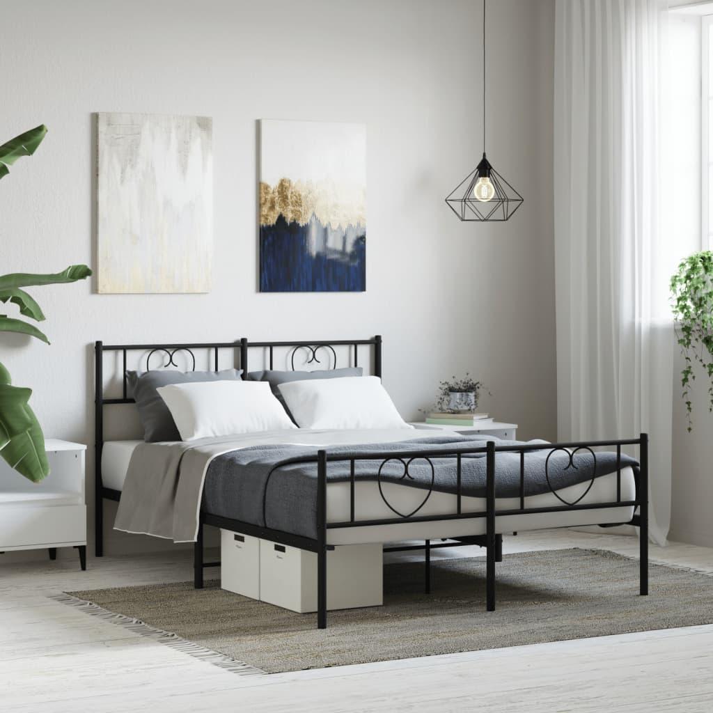 Sengeramme med sengegavl og fodgærde 120x200 cm metal sort