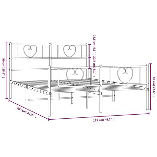 Sengeramme med sengegavl og fodgærde 120x200 cm metal sort