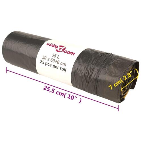 Affaldsposer med lukkesnor 250 stk. 35 l sort