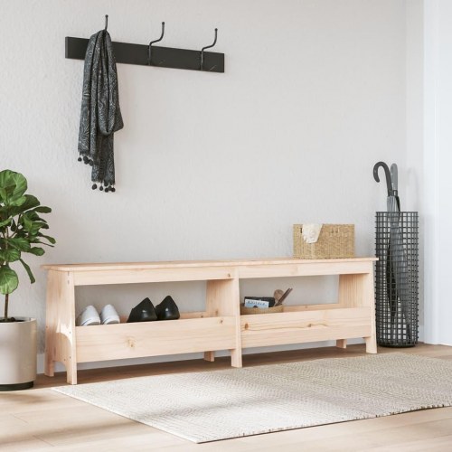 Entrébænk med opbevaring i massivt fyrretræ - 160 × 28 × 45 cm