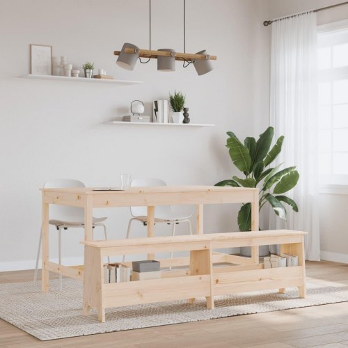 Entrébænk med opbevaring i massivt fyrretræ - 160 × 28 × 45 cm