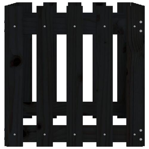 Plantekasse med stakitdesign 50x50x50 cm massivt fyrretræ sort