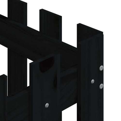 Plantekasse med stakitdesign 50x50x50 cm massivt fyrretræ sort