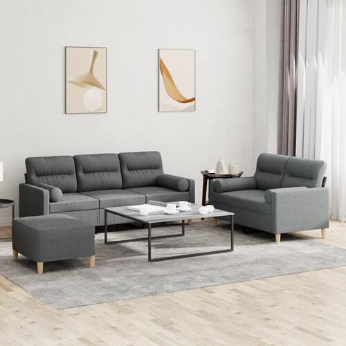 3 personers sofa med puder stof mørkegrå