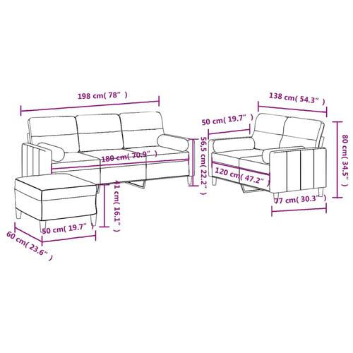 3 personers sofa med puder stof mørkegrå