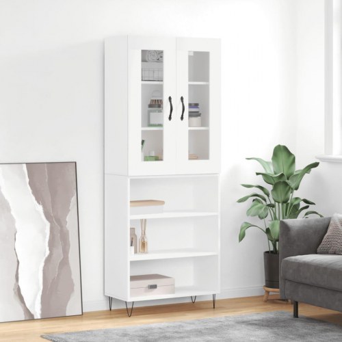 Højskab 69,5x34x180 cm konstrueret træ hvid
