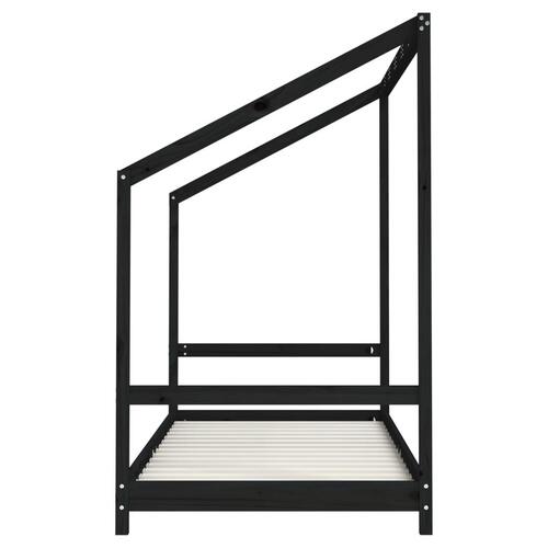 Sengeramme til juniorseng 2(90x190) cm massivt fyrretræ sort
