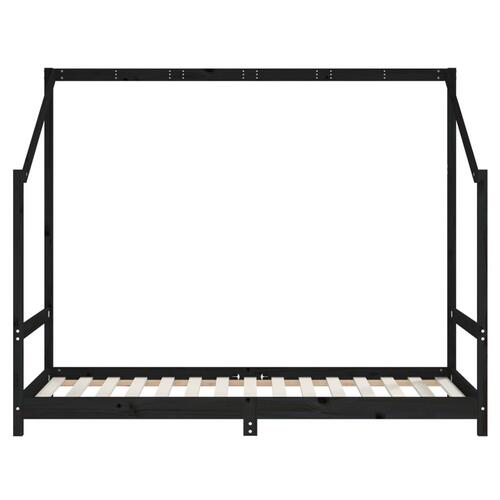 Sengeramme til juniorseng 2(90x190) cm massivt fyrretræ sort