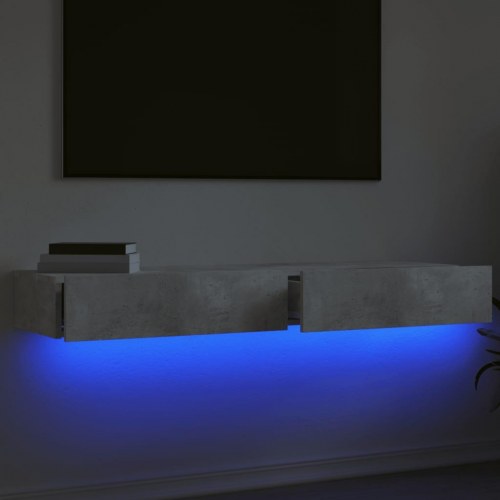 TV-borde med LED-lys - 2 stk., betongrå