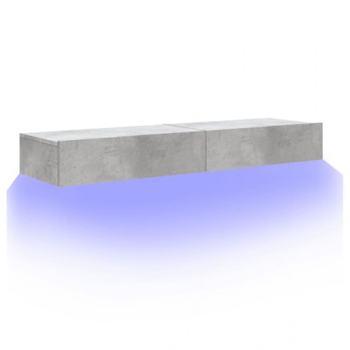 TV-borde med LED-lys - 2 stk., betongrå