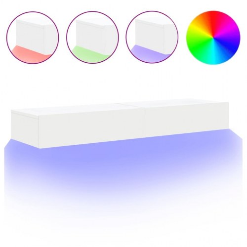 TV-borde med LED-lys 2 stk. 60 x 35 x 15,5 cm - hvid