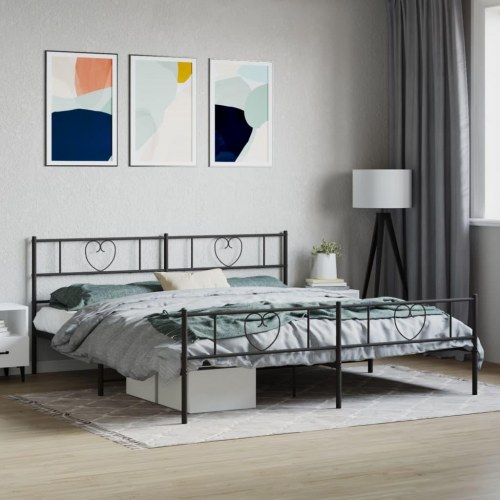 Sengeramme med gavl og fodgærde 183×213 cm - metal, sort
