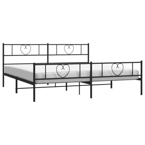 Sengeramme med gavl og fodgærde 183×213 cm - metal, sort