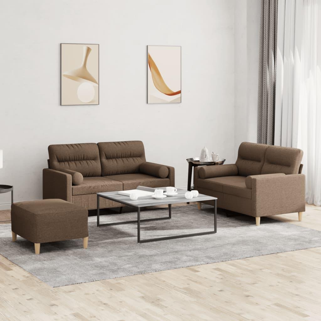3 personers sofa med puder stof brun