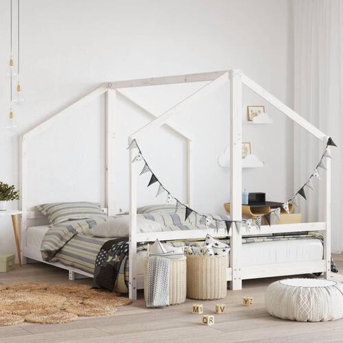 Sengeramme til juniorseng 2x(80x200) cm massivt fyrretræ hvid