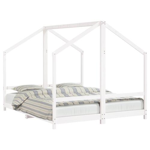 Sengeramme til juniorseng 2x(80x200) cm massivt fyrretræ hvid