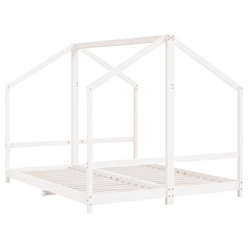 Sengeramme til juniorseng 2x(80x200) cm massivt fyrretræ hvid