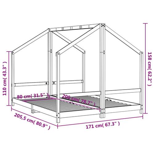 Sengeramme til juniorseng 2x(80x200) cm massivt fyrretræ hvid