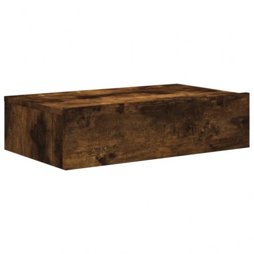 Væghængt TV-bord med LED-lys 60 x 35 x 15,5 cm - røget egetræ