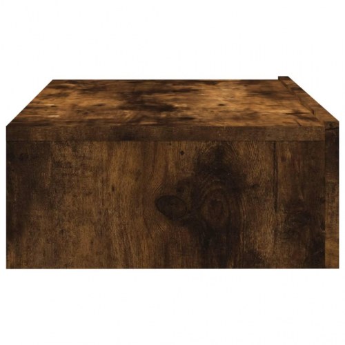 Væghængt TV-bord med LED-lys 60 x 35 x 15,5 cm - røget egetræ