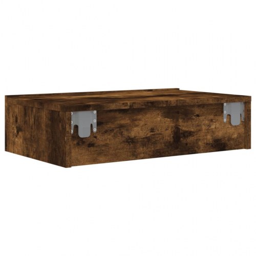 Væghængt TV-bord med LED-lys 60 x 35 x 15,5 cm - røget egetræ