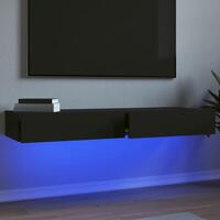 Tv-borde 2 stk. med LED-lys 60x35x15,5 cm sort