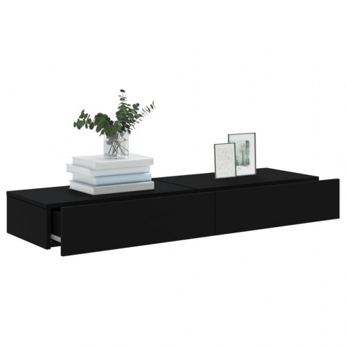 Tv-borde 2 stk. med LED-lys 60x35x15,5 cm sort