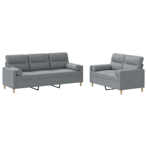 Sofasæt i stof - 2- og 3-personers med puder, lysegrå
